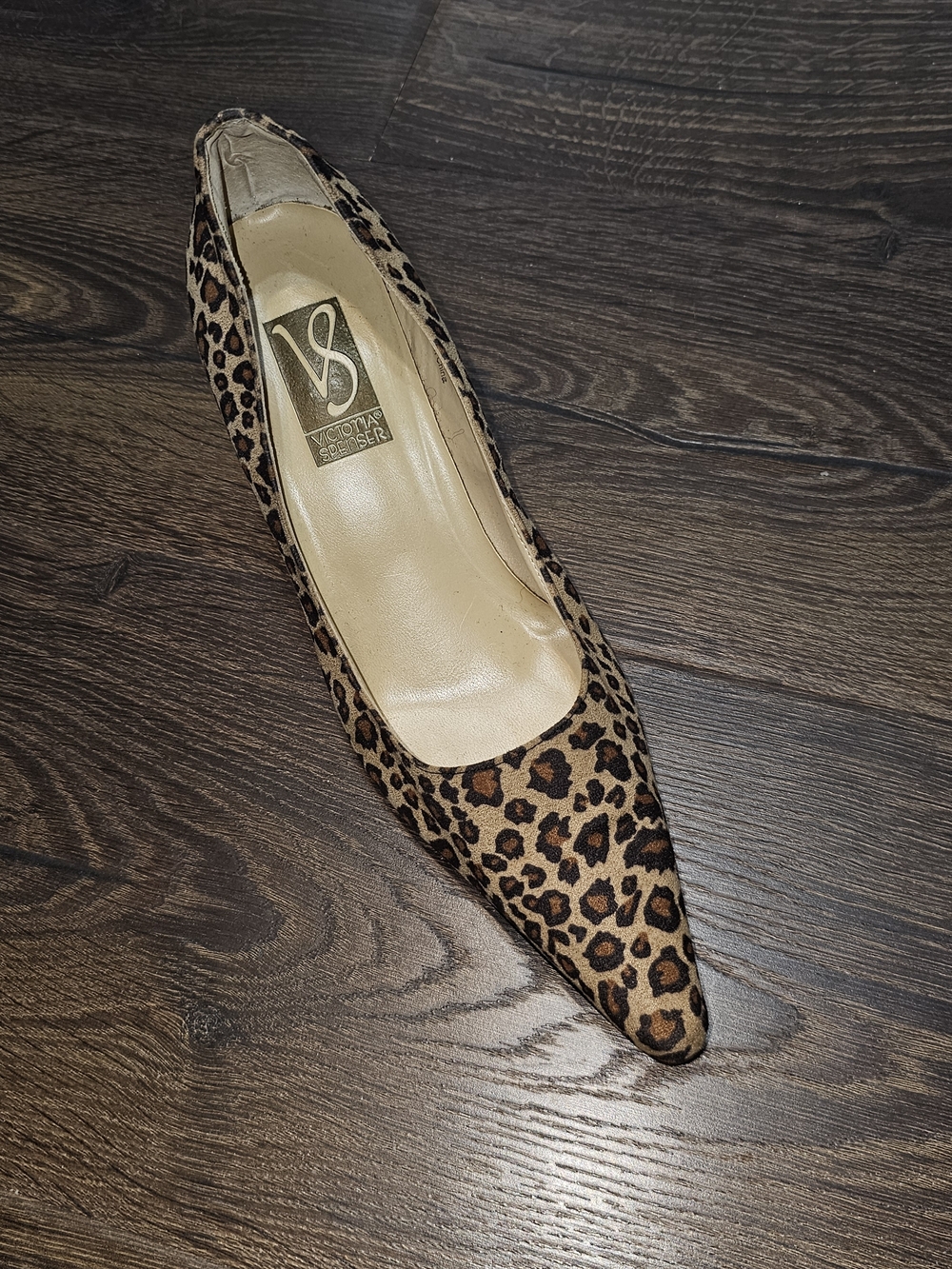 Victoria Spencer Leopard Print Kitten Heels Pumps Womens Size 7.5 B